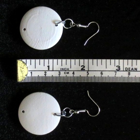 Hand Crafted Pierced Earrings Orange Gold and Pink Poppy Flowers Boho Print Wood - Picture 4 of 6